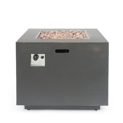 Brown Iron Square Outdoor Propane Fire Pit Tank Inside