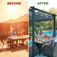 10'X12' Retractable Pergola, Outdoor Pergolas for Patio Covers for Shade and Rain, Aluminum Pergola Canopy Gazebo for Backyard, Deck, Garden — Before & After