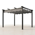 Retractable Pergola Built for Custom Shade, 10x12 Aluminum Frame, Wave-Shaped Canopy, Magnetic Lock