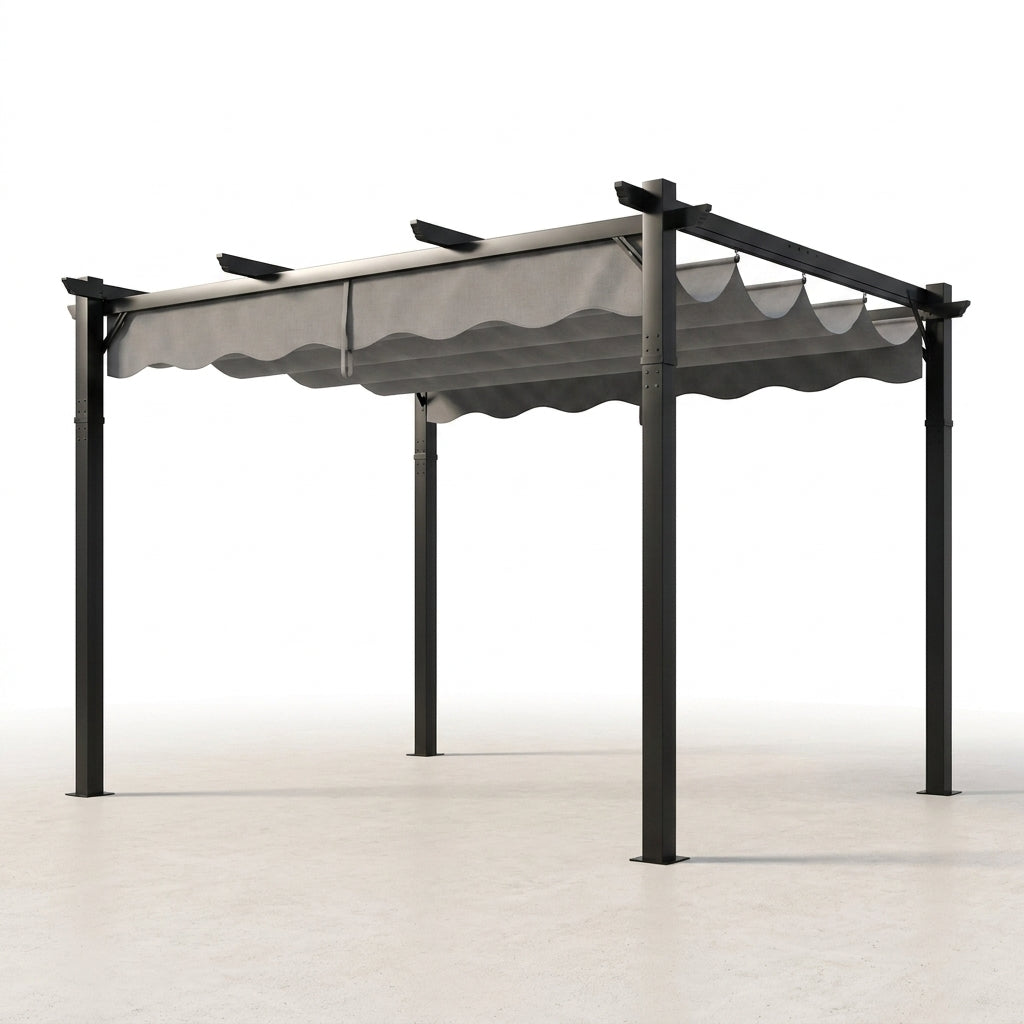 10'X12' Retractable Pergola, Outdoor Pergolas for Patio Covers for Shade and Rain, Aluminum Pergola Canopy Gazebo for Backyard, Deck, Garden — Studio Shot