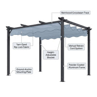 10'X12' Retractable Pergola, Outdoor Pergolas for Patio Covers for Shade and Rain, Aluminum Pergola Canopy Gazebo for Backyard, Deck, Garden — How It Works