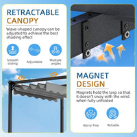 10'X12' Retractable Pergola, Outdoor Pergolas for Patio Covers for Shade and Rain, Aluminum Pergola Canopy Gazebo for Backyard, Deck, Garden