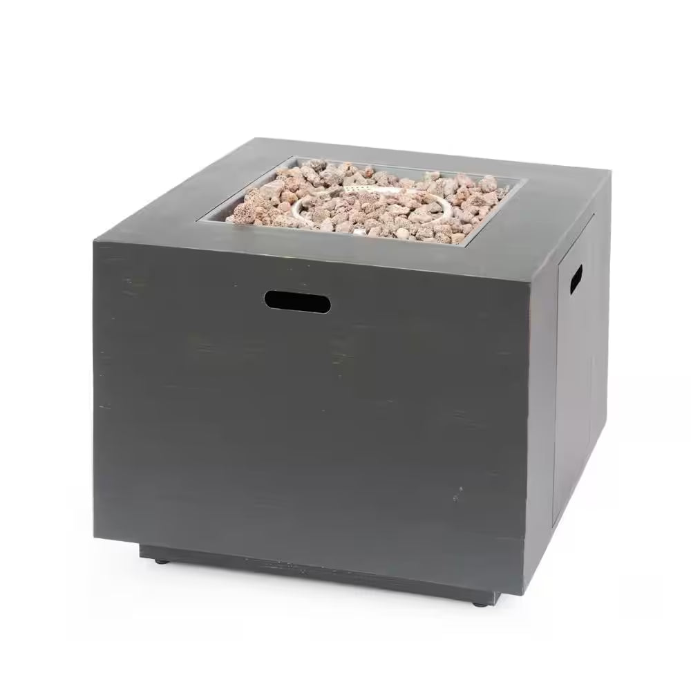 Brown Iron Square Outdoor Propane Fire Pit Tank Inside