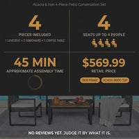 4-Piece Wicker Patio Conversation Set with Cushion, Outdoor Patio Furniture Set with Wood Table Top-Grey Cushions — Results & Stats