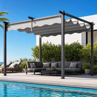 10'X12' Retractable Pergola, Outdoor Pergolas for Patio Covers for Shade and Rain, Aluminum Pergola Canopy Gazebo for Backyard, Deck, Garden