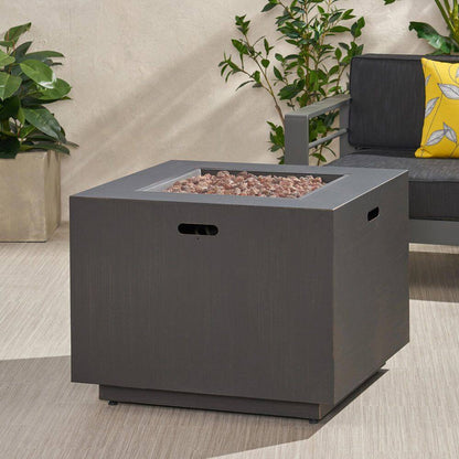 Brown Iron Square Outdoor Propane Fire Pit Tank Inside