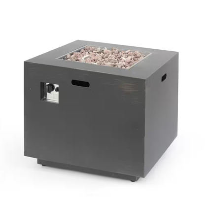 Brown Iron Square Outdoor Propane Fire Pit Tank Inside