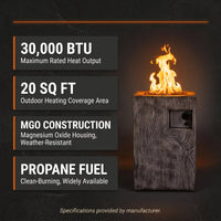 Outdoor Propane Fire Pit, 30000 BTU Column Propane Fire Pit, Wood-Look Surface — Results & Stats