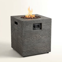 Outdoor Propane Fire Pit, 30000 BTU Column Propane Fire Pit, Wood-Look Surface — Studio Shot