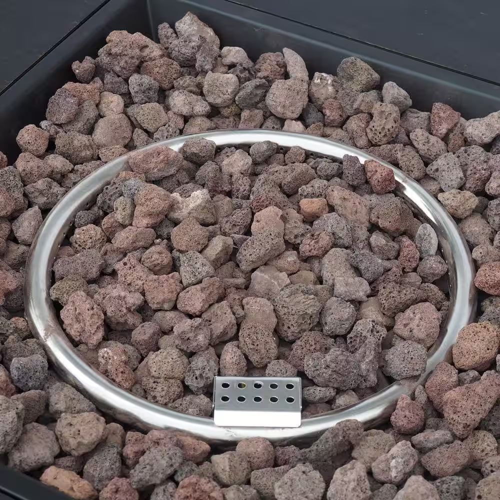Brown Iron Square Outdoor Propane Fire Pit Tank Inside