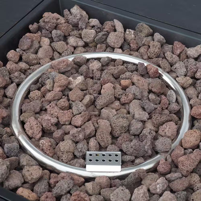 Brown Iron Square Outdoor Propane Fire Pit Tank Inside